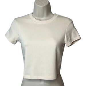 Cuts Clothing Cropped Cream T-Shirt (XS)